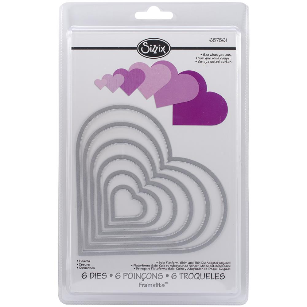 Sizzix Framelit Dies - Heart 6pk