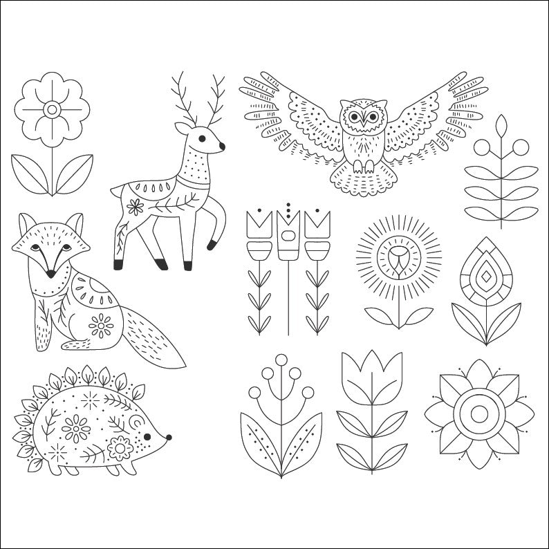 Woodland Folk Stick & Stitch Embroidery Pack - Hawthorn Handmade