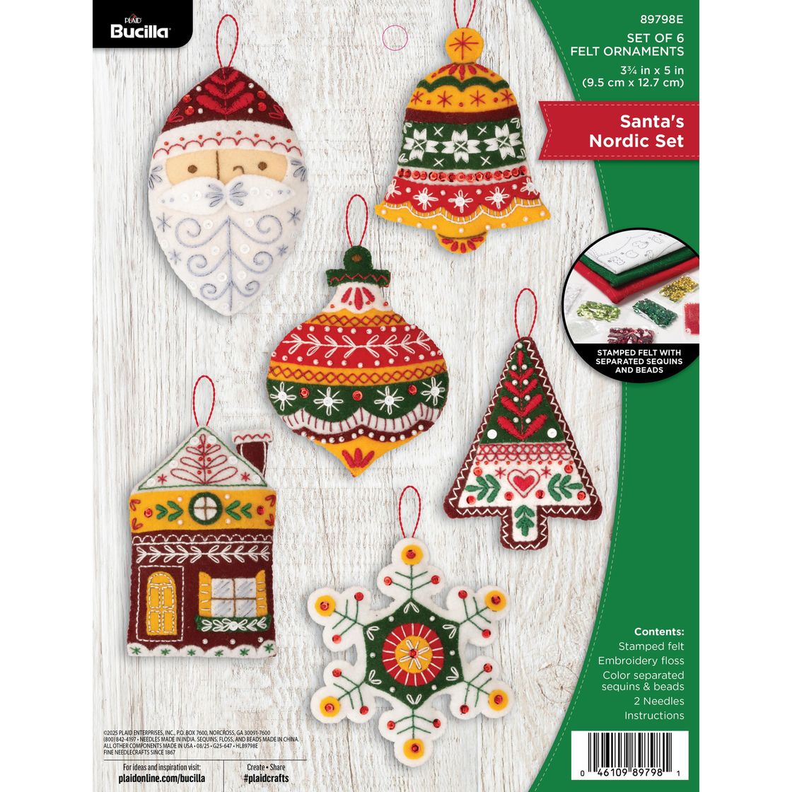 Santa's Nordic Set Felt Ornament Kit - Bucilla