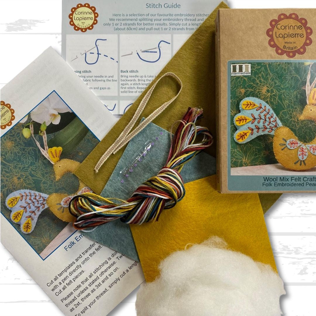 Folk Peacock Felt Craft Mini Kit - Corinne Lapierre