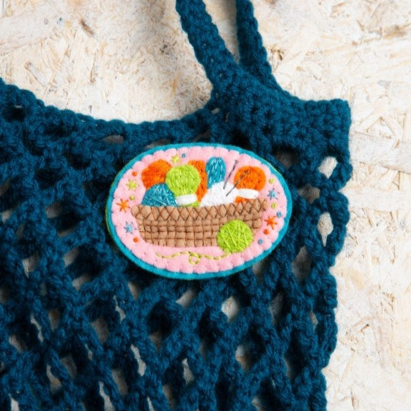 Knitting Basket Felt Craft Brooch Kit - Hawthorn Handmade