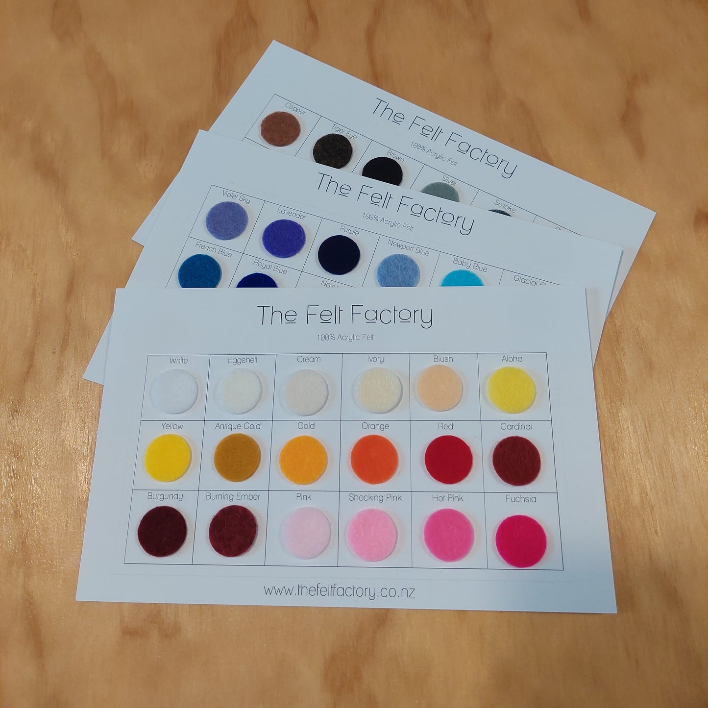 Acrylic Felt Colour Cards