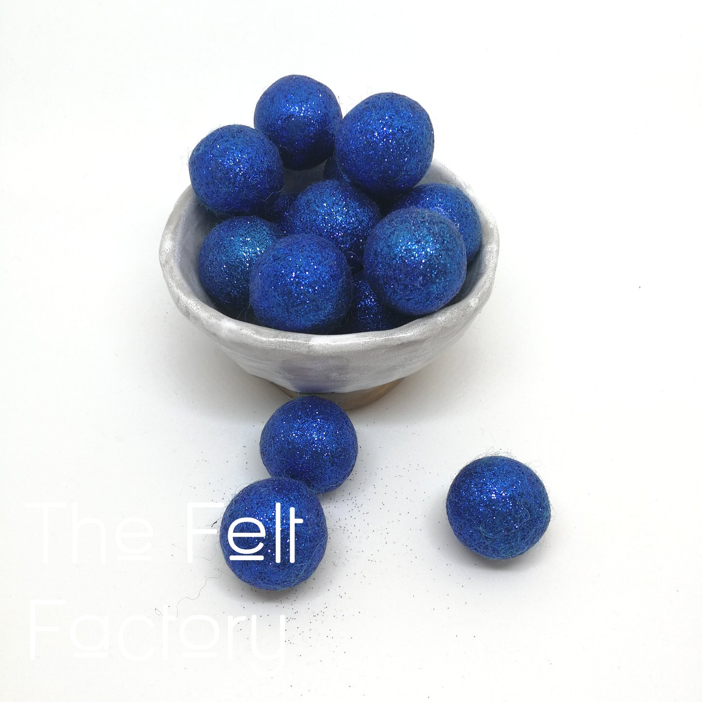 Glitter Felt Balls - Blue