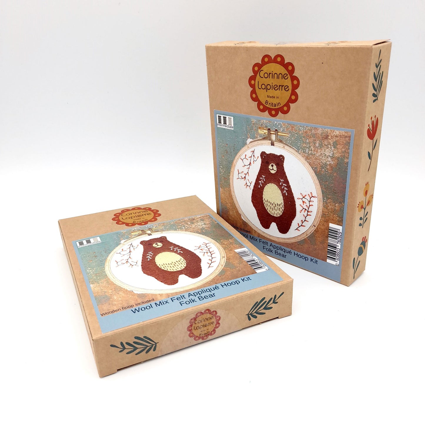 Folk Bear Felt Applique Hoop Kit - Corinne Lapierre