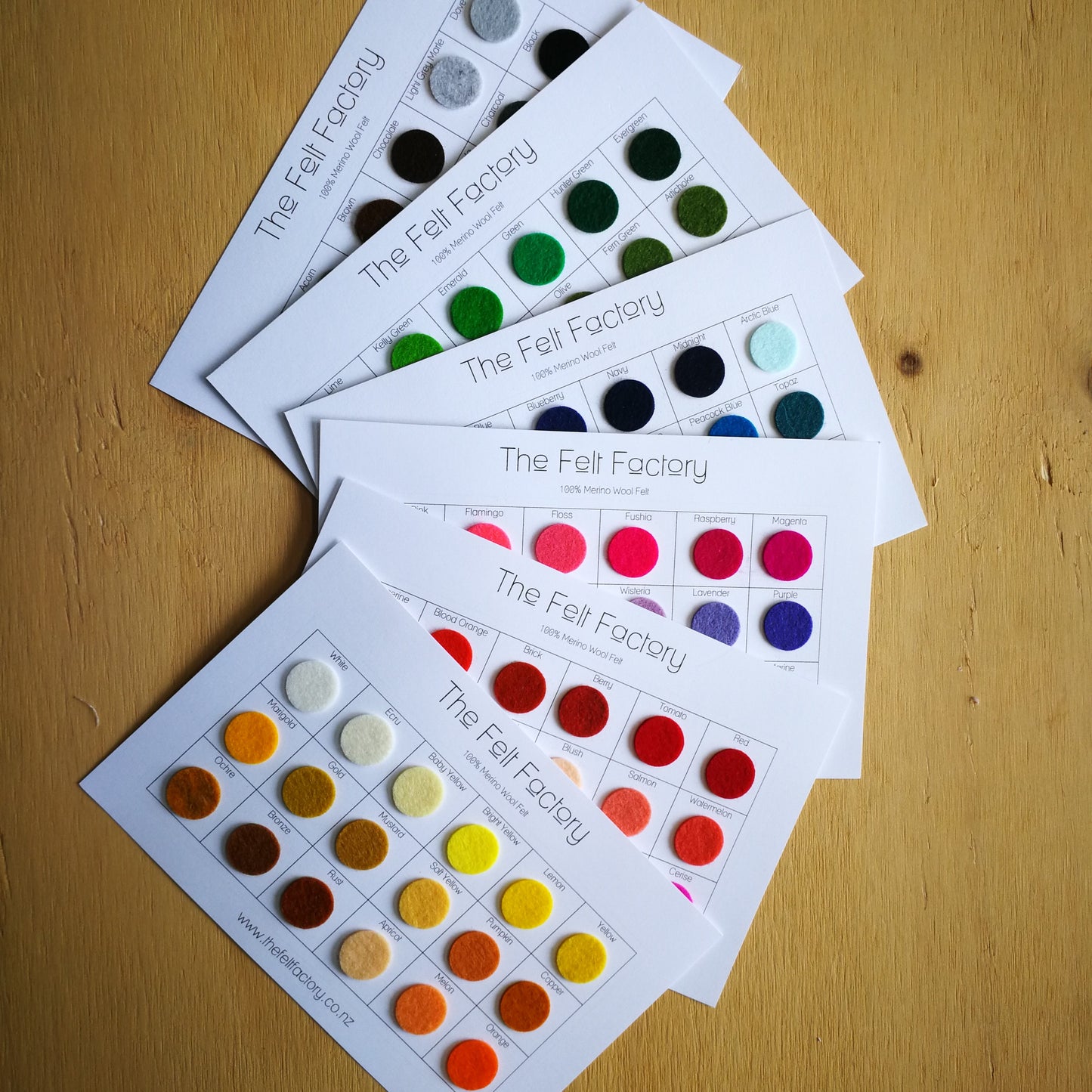 100% Merino Wool Felt Colour Cards