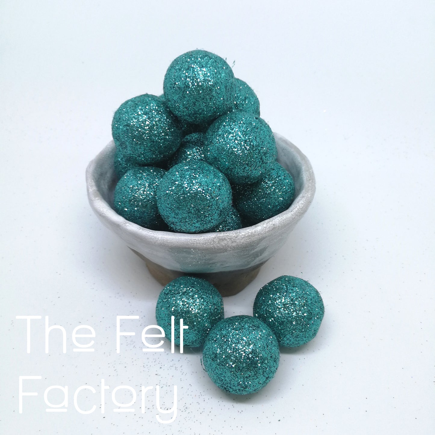 Glitter Felt Balls - Aquamarine