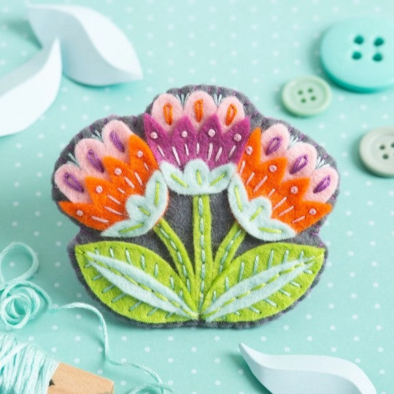 Marianne Flower Felt Craft Brooch Kit - Hawthorn Handmade