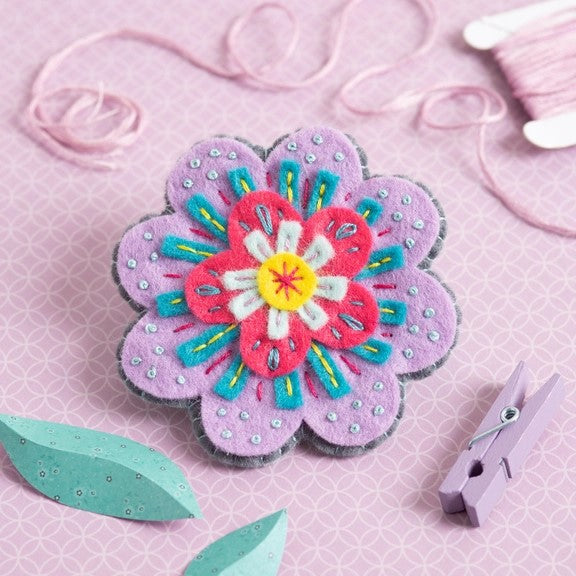 Beatrix Flower Felt Craft Brooch Kit - Hawthorn Handmade