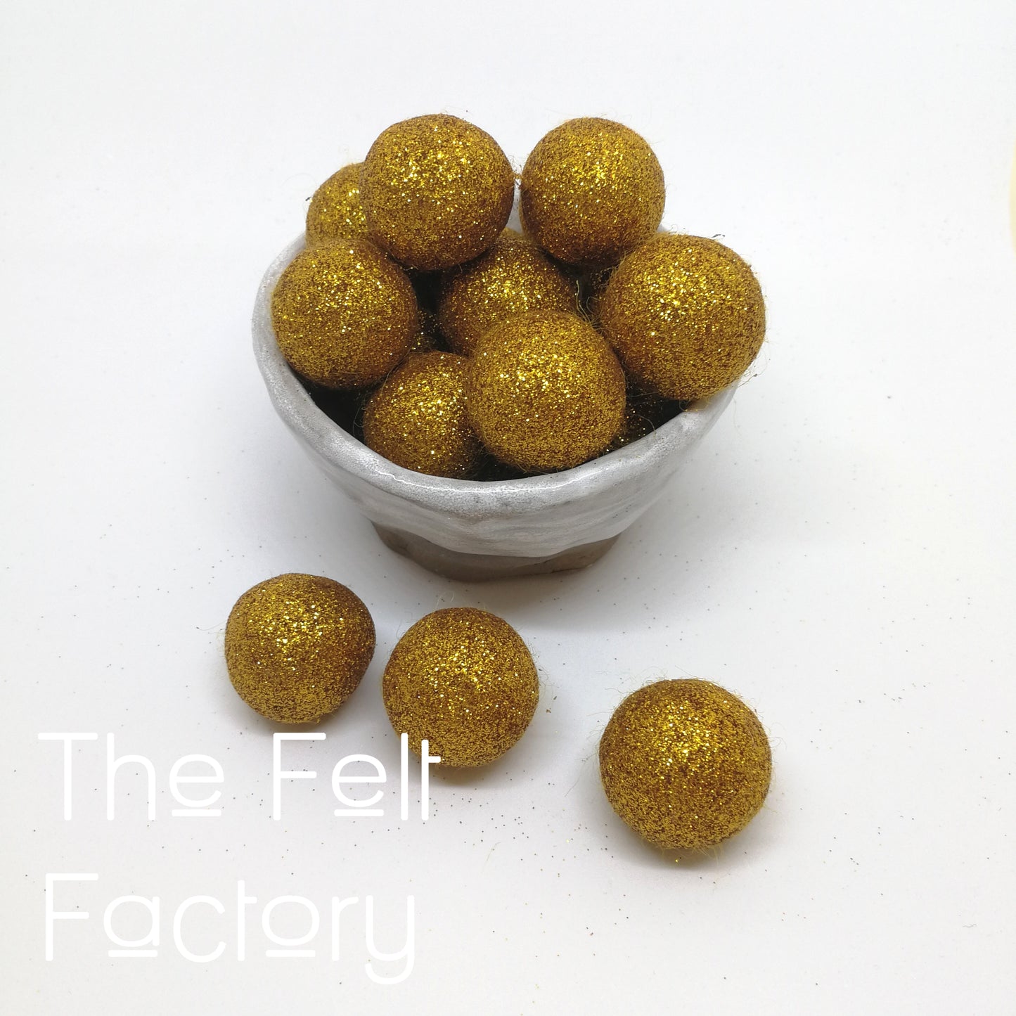 Glitter Felt Balls - Brass