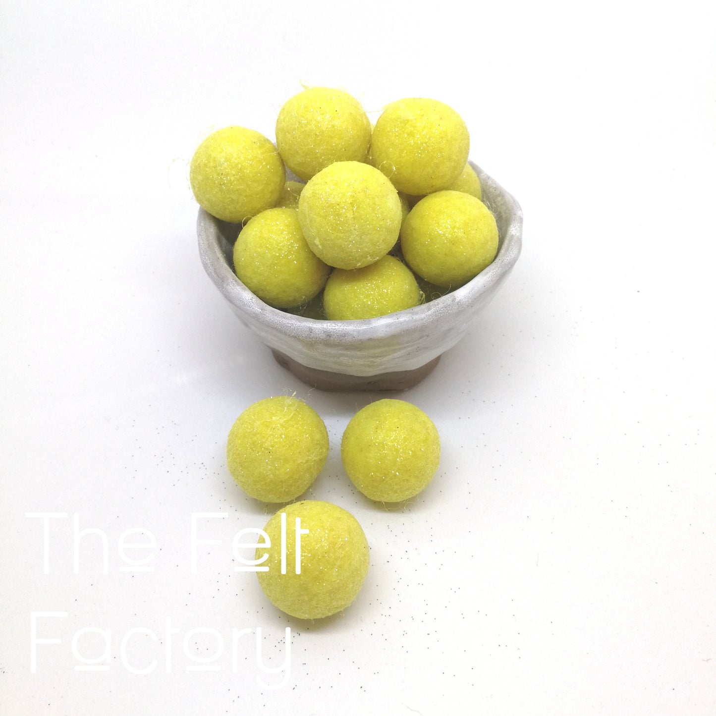 Glitter Felt Balls - Canary