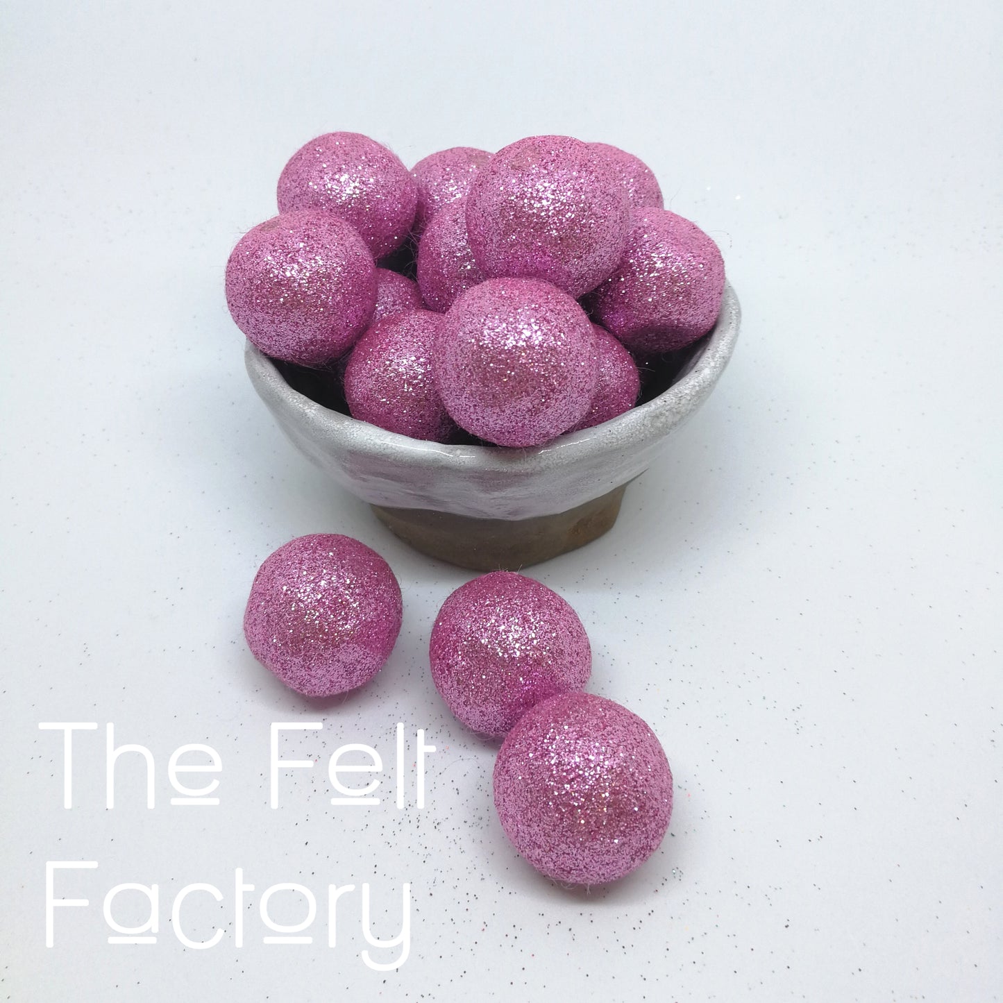 Glitter Felt Balls - Candyfloss