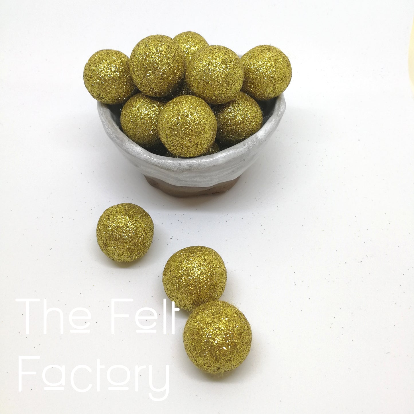 Glitter Felt Balls - Gold