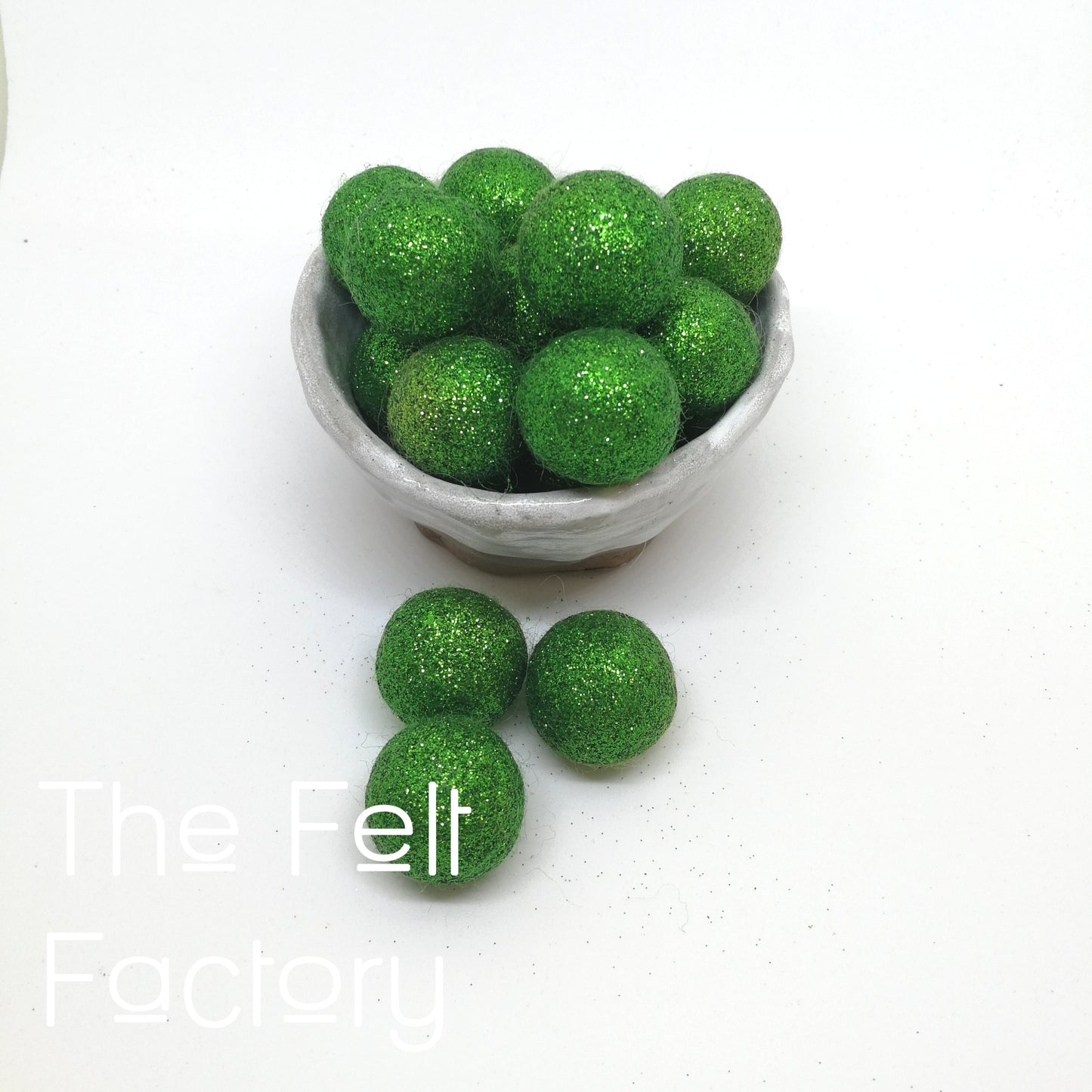 Glitter Felt Balls - Green