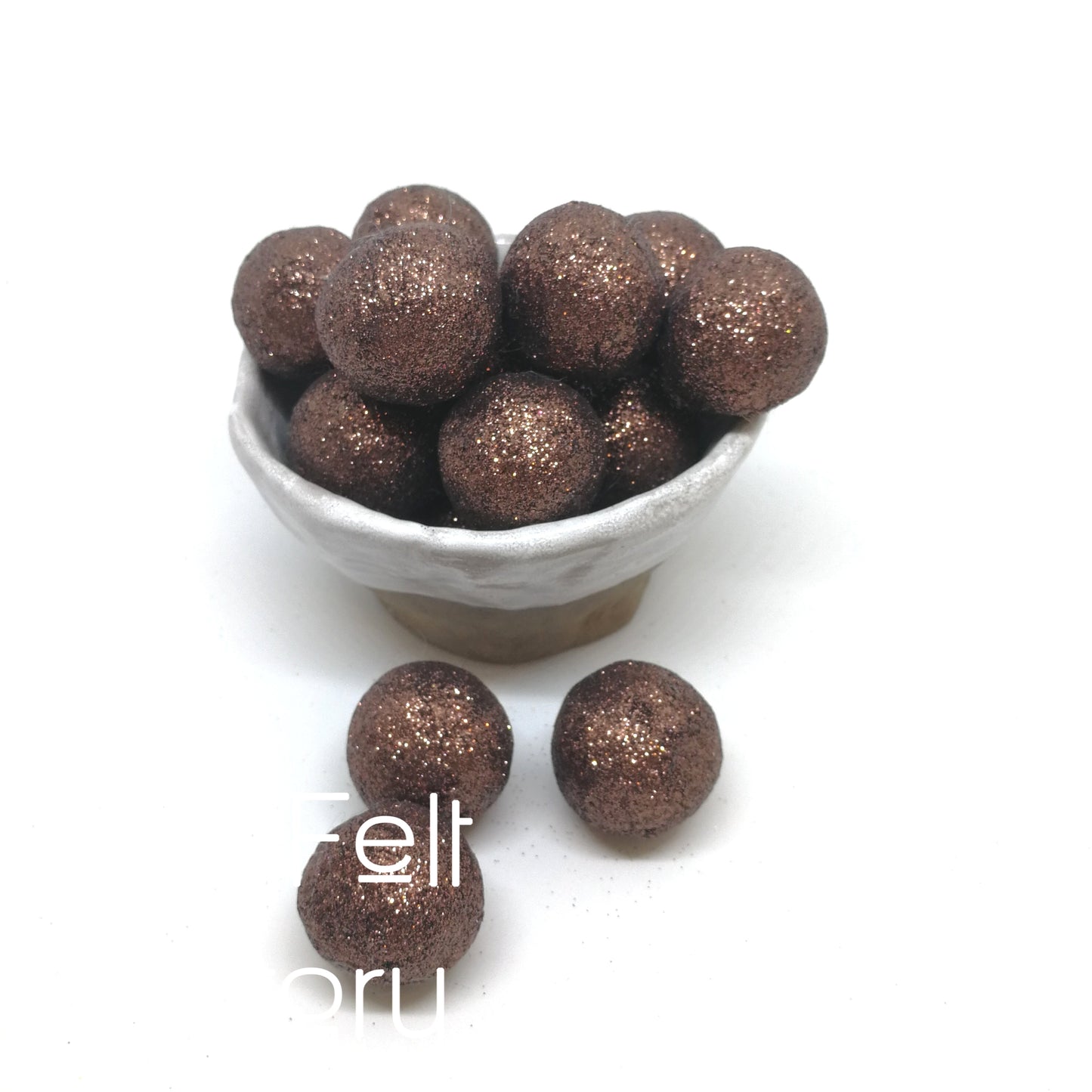 Glitter Felt Balls - Mocha