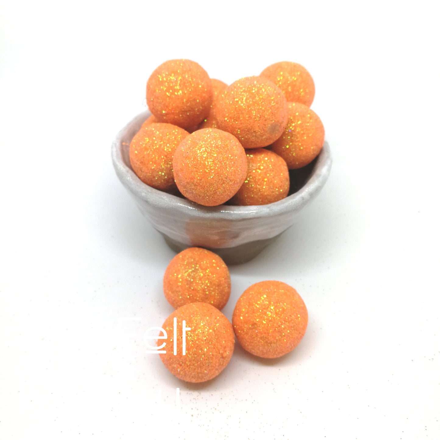 Glitter Felt Balls - Papaya