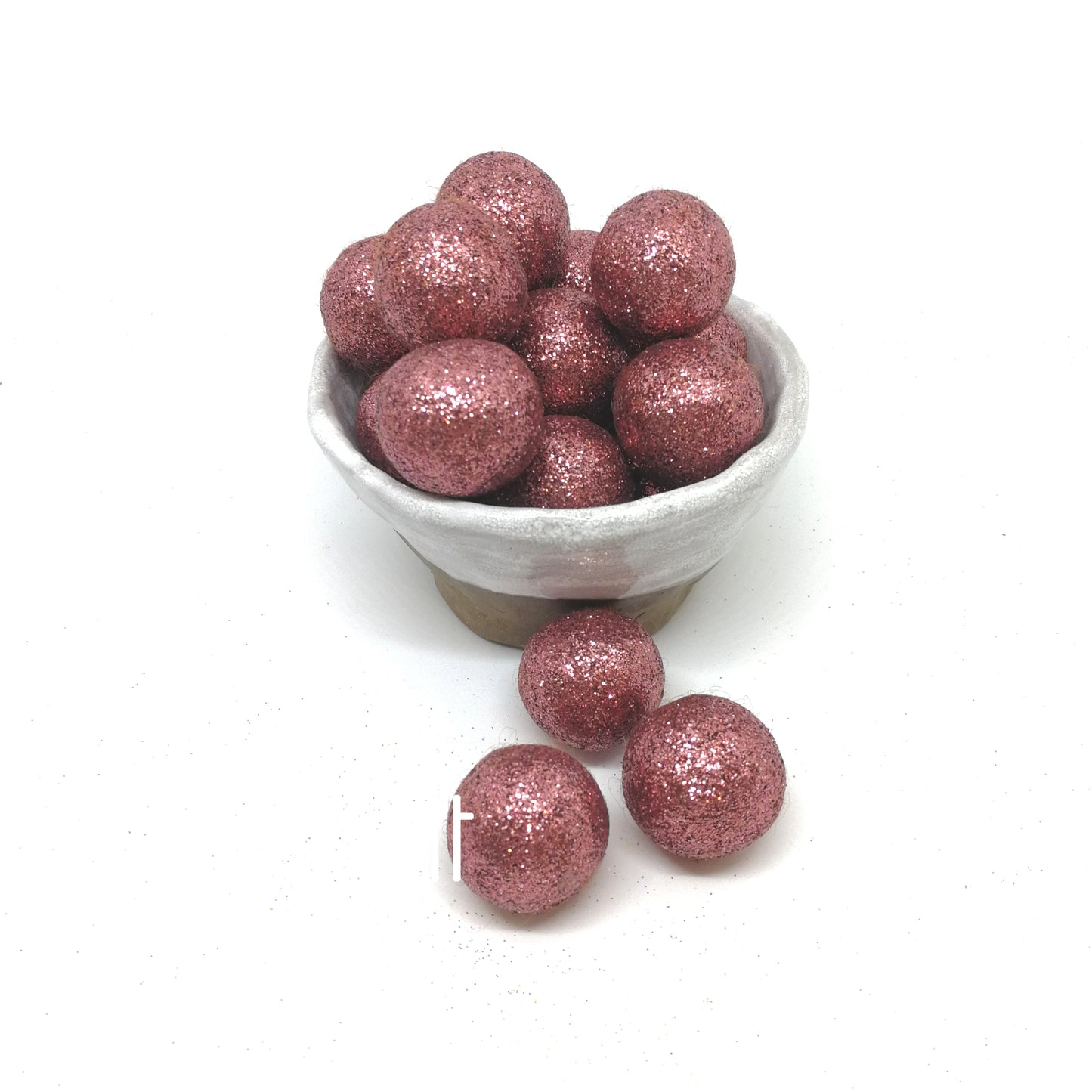 Glitter Felt Balls - Rose