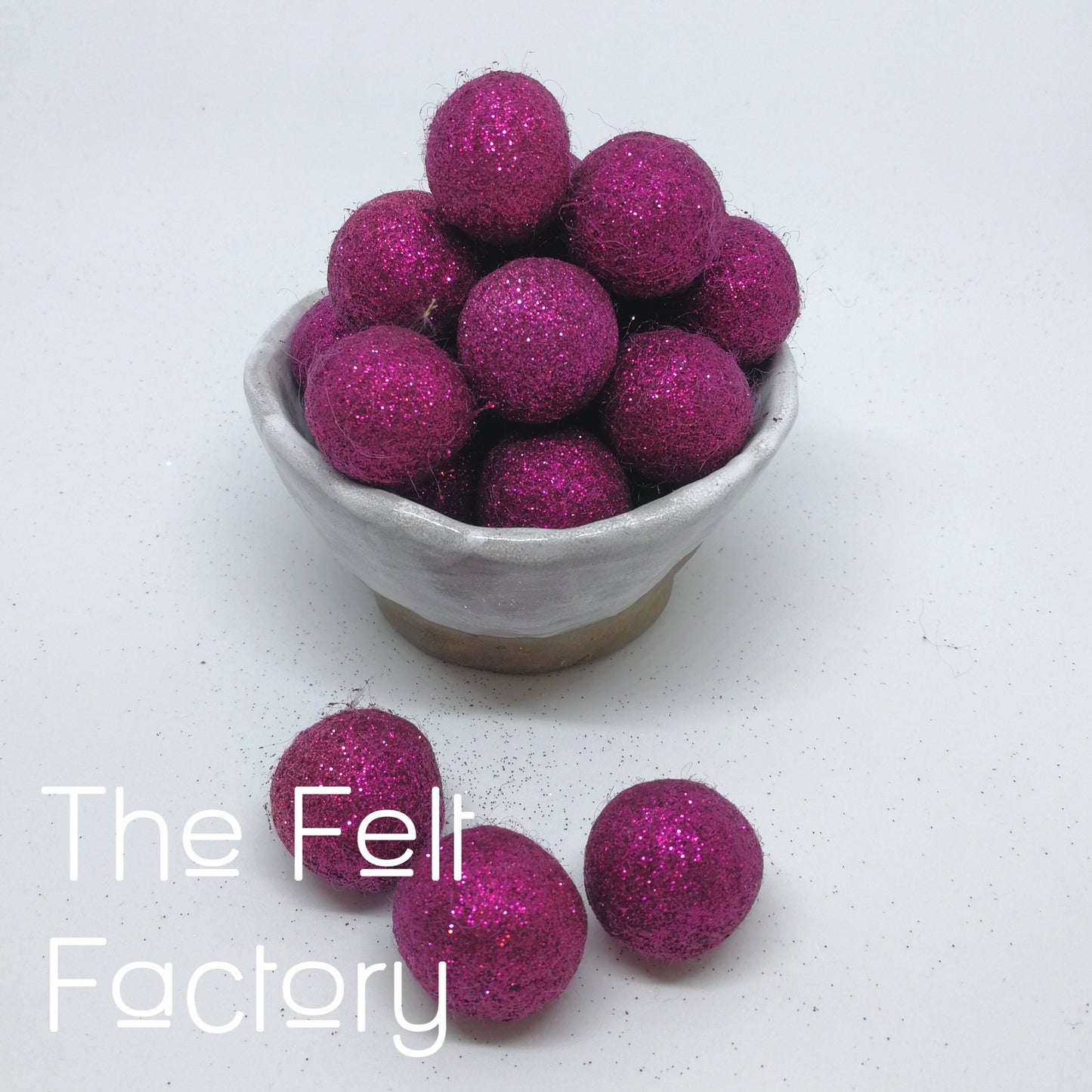 Glitter Felt Balls - Ruby