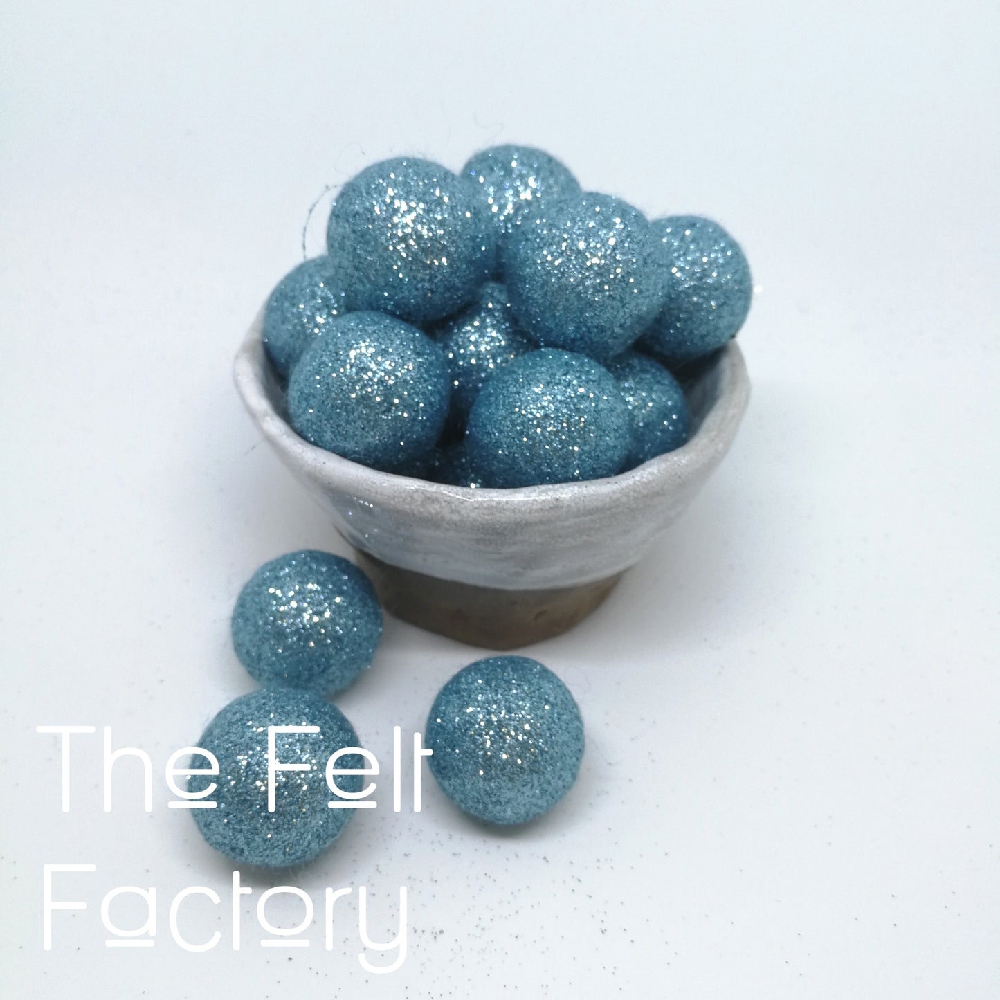 Glitter Felt Balls - Soft Blue