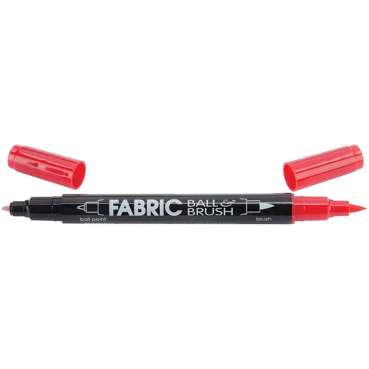 Uchida Fabric Pen - Ball and Brush - Red