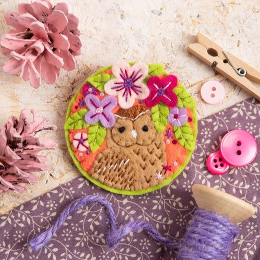 Tawny Owl Felt Craft Brooch Kit - Hawthorn Handmade