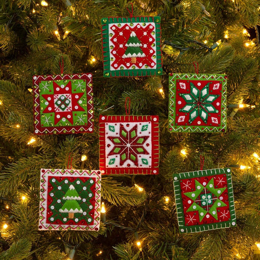 Holiday Quilt Squares Felt Ornament Kit - Bucilla