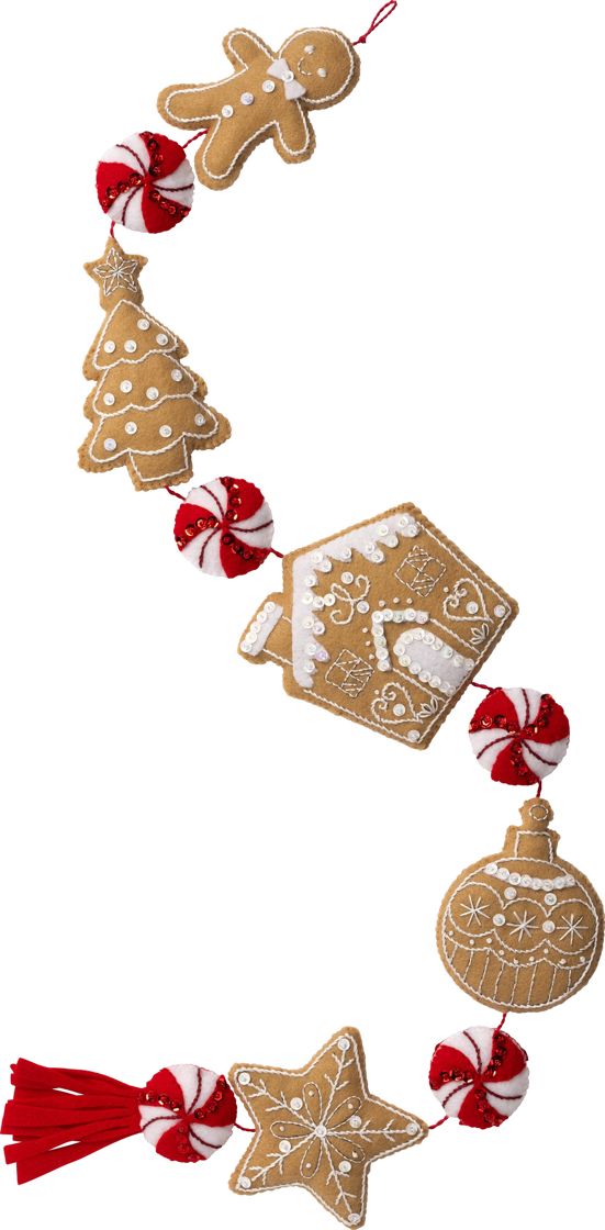 Gingerbread Treats Garland Felt Ornament Kit - Bucilla
