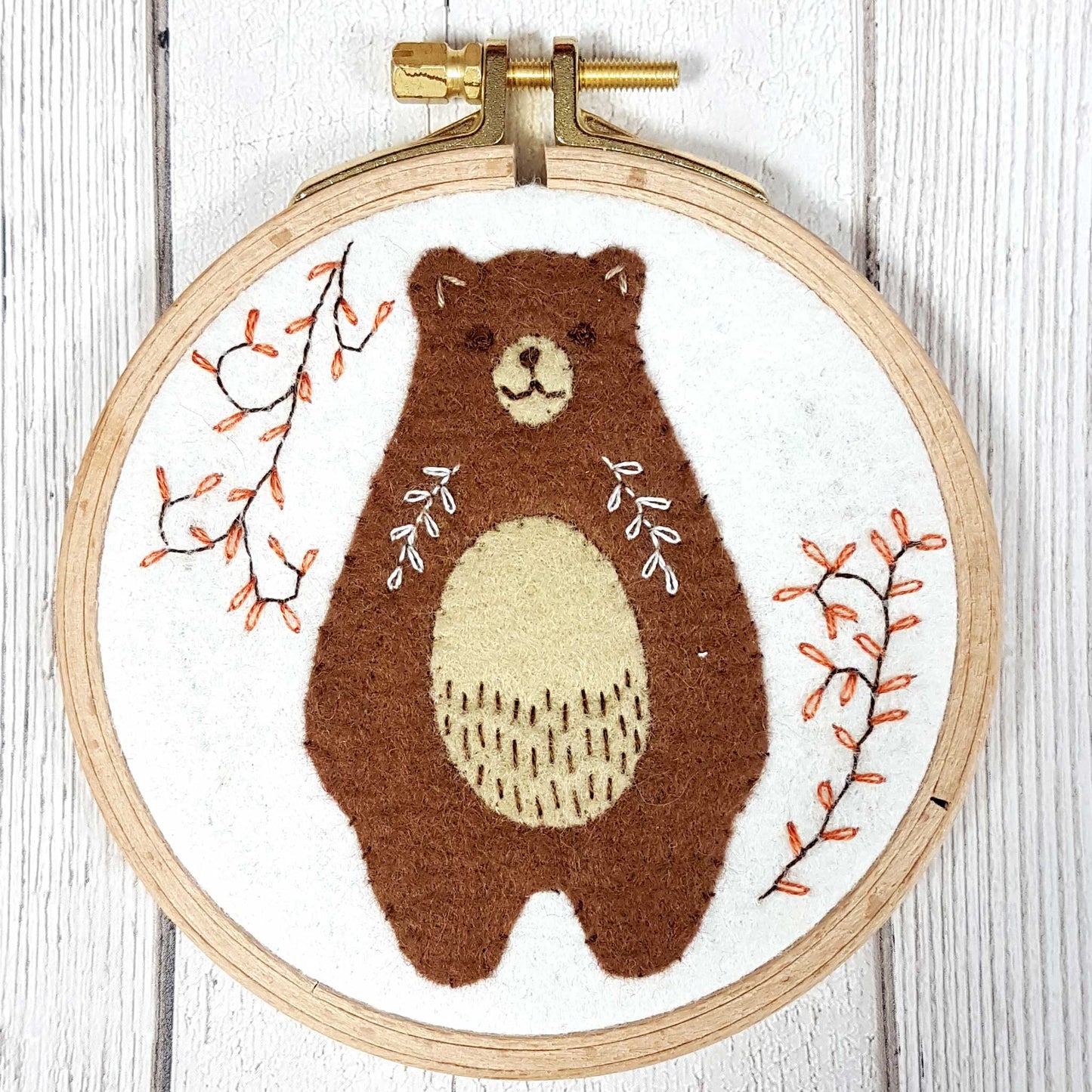 Folk Bear Felt Applique Hoop Kit - Corinne Lapierre