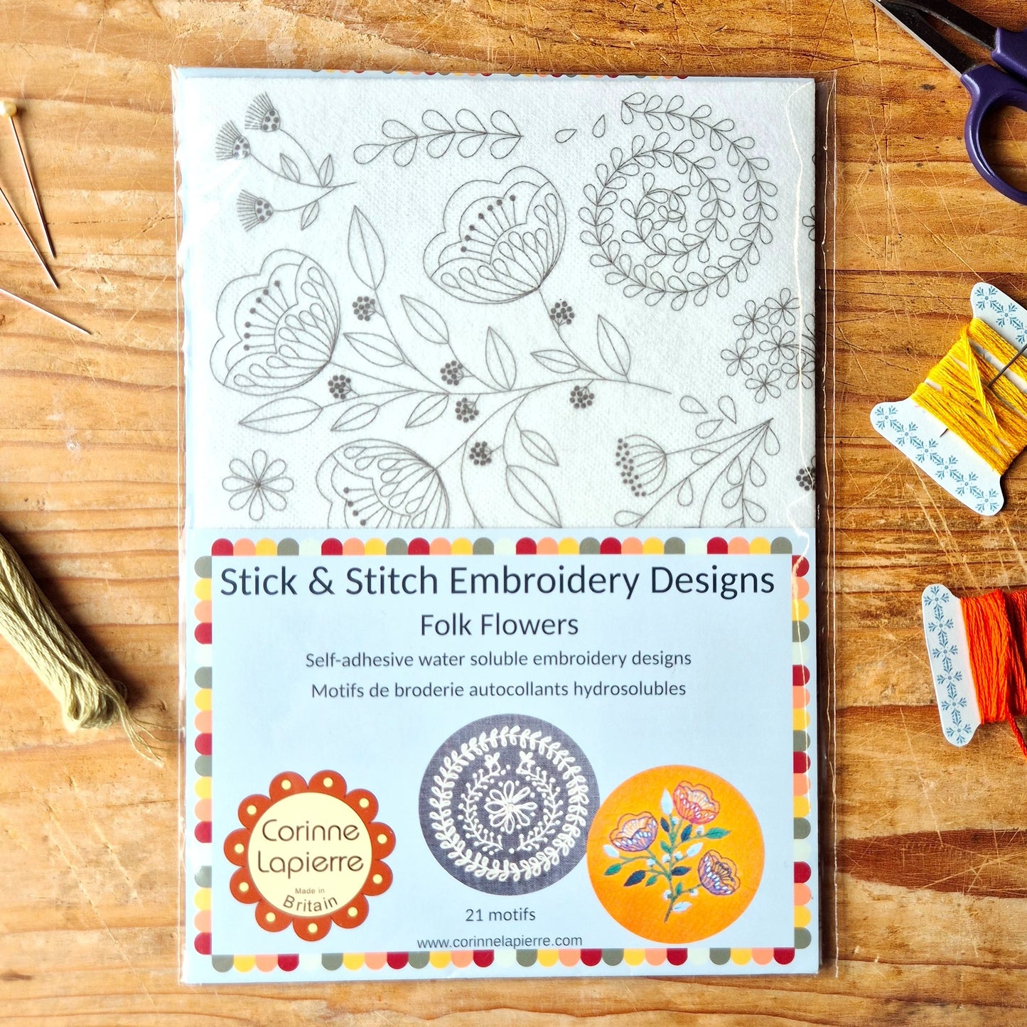 Stick and Stitch Embroidery - Folk Flowers - Corinne Lapierre