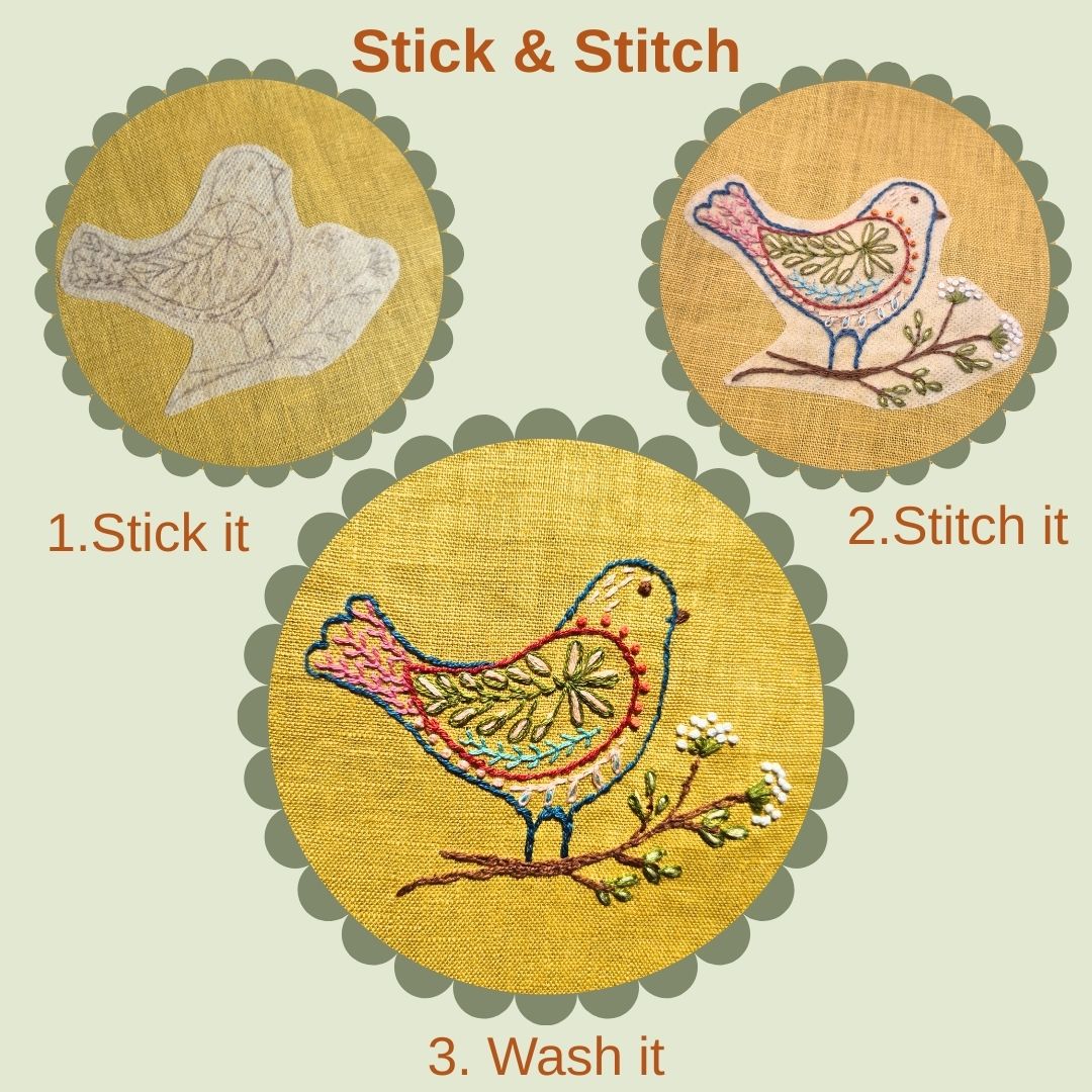 Stick and Stitch Embroidery - Folk Birds - Corinne Lapierre